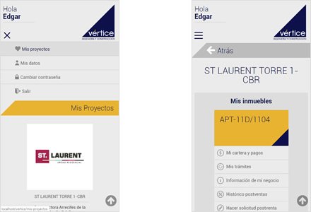 Adaptación responsive, Extranet de Clientes Vértice Ingenieros