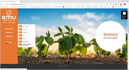 Submenús, Web HTML5 administrable Industrias EMU