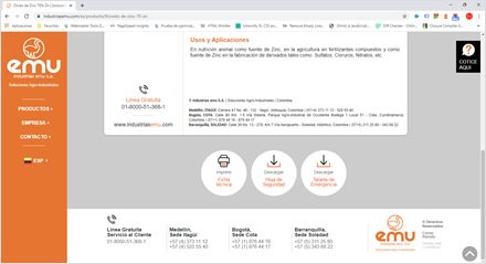 Detalle producto / Ficha técnica, Web HTML5 administrable Industrias EMU
