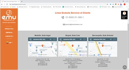 Contacto, Web HTML5 administrable Industrias EMU