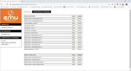 Módulo administrativo, Web HTML5 administrable Industrias EMU