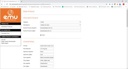 Módulo administrativo, Web HTML5 administrable Industrias EMU