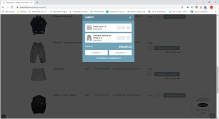 Adicionar a cesta, e-commerce Aula Uniformes