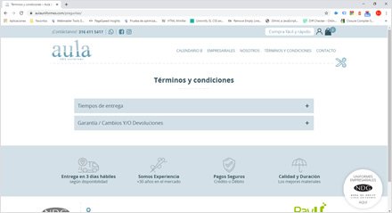 Términos y condiciones, e-commerce Aula Uniformes