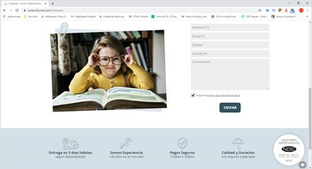 Contacto, e-commerce Aula Uniformes