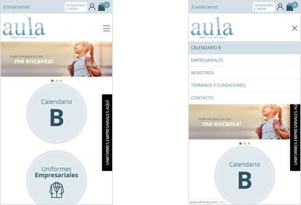 Adaptación responsive, e-commerce Aula Uniformes