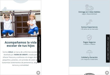 Adaptación responsive, e-commerce Aula Uniformes