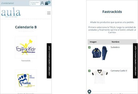 Adaptación responsive, e-commerce Aula Uniformes