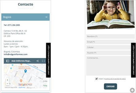 Adaptación responsive, e-commerce Aula Uniformes
