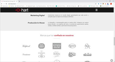 Home (scroll down), Sitio web Wordpress Hart Publicidad