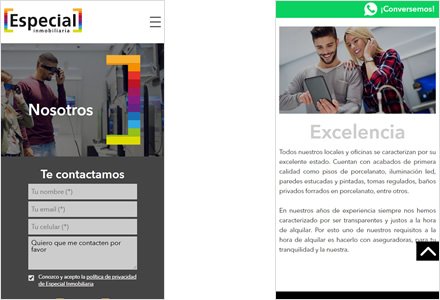 Adaptación responsive, Web HTML5 administrable Especial con propiedad