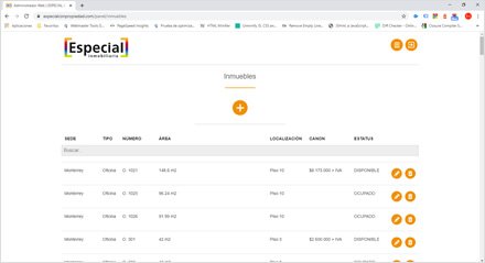 Módulo administrativo, Web HTML5 administrable Especial con propiedad