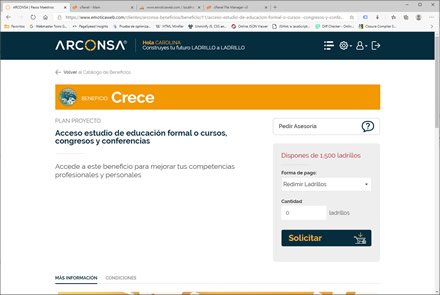 Detalle de beneficio, WebApp de Beneficios Arconsa