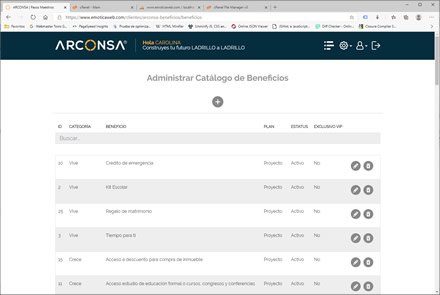 Administrador de beneficios, WebApp de Beneficios Arconsa