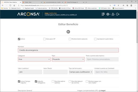 Detalle de beneficio, WebApp de Beneficios Arconsa