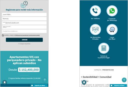 Adaptación responsive, Sistema de Landings Constructora Capital
