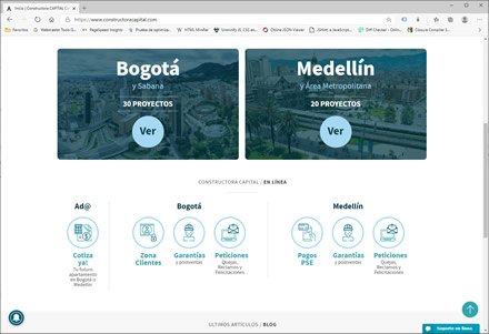 Home, Sitio web administrable Constructora Capital