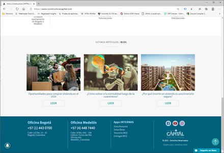 Home, Sitio web administrable Constructora Capital