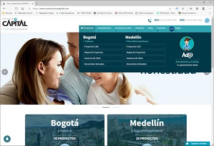 Home, Sitio web administrable Constructora Capital