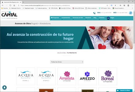 Avances de obra, Sitio web administrable Constructora Capital