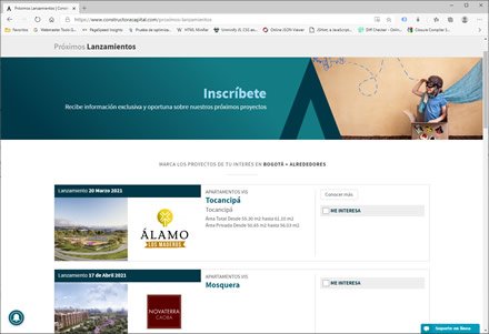 Lanzamientos, Sitio web administrable Constructora Capital