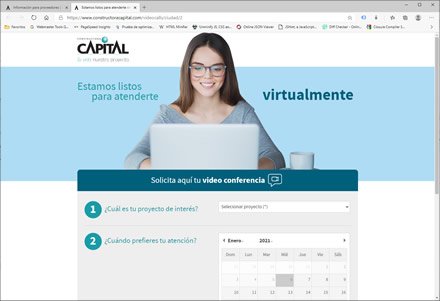 Landing solicitud citas virtuales, Sitio web administrable Constructora Capital