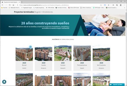 Trayectoria, Sitio web administrable Constructora Capital