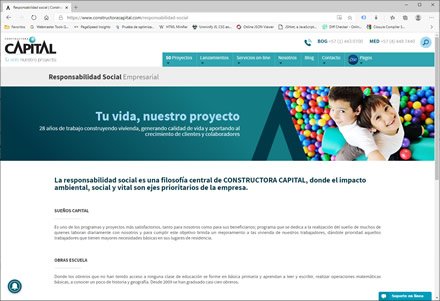 Empresa, Sitio web administrable Constructora Capital