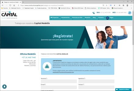 Trabaja con nosotros, Sitio web administrable Constructora Capital