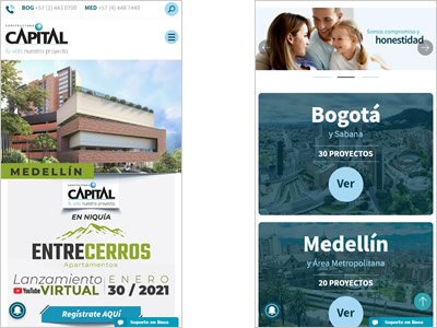 Adaptación responsive, Sitio web administrable Constructora Capital