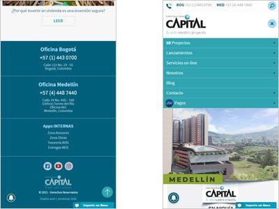 Adaptación responsive, Sitio web administrable Constructora Capital