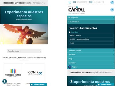 Adaptación responsive, Sitio web administrable Constructora Capital