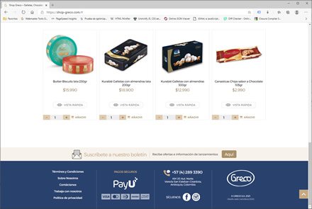 Home, Tienda online Greco