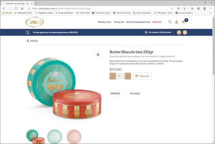 Detalle de producto, Tienda online Greco