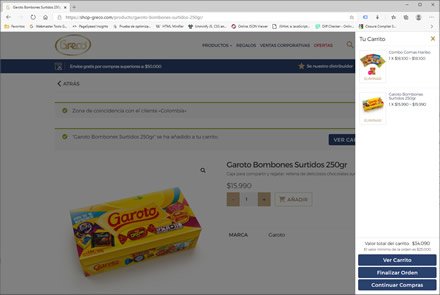 Carrito, Tienda online Greco