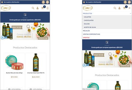 Adaptación responsive, Tienda online Greco