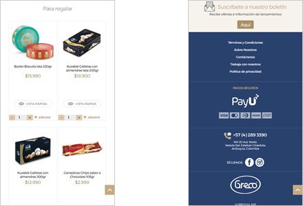 Adaptación responsive, Tienda online Greco