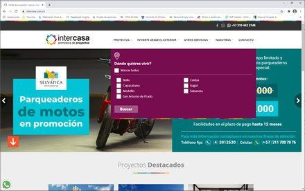 Megamenú, Sitio web administrable Intercasa