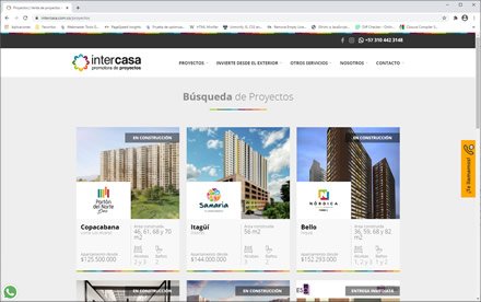 Listado de proyectos, Sitio web administrable Intercasa