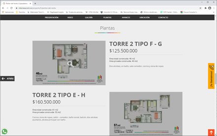 Detalle de proyecto, Sitio web administrable Intercasa