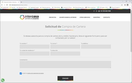 Solicitud de crédito, Sitio web administrable Intercasa