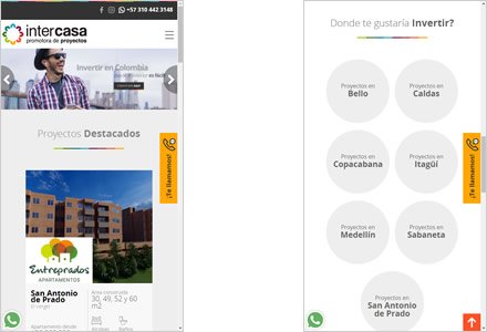 Adaptación responsive, Sitio web administrable Intercasa