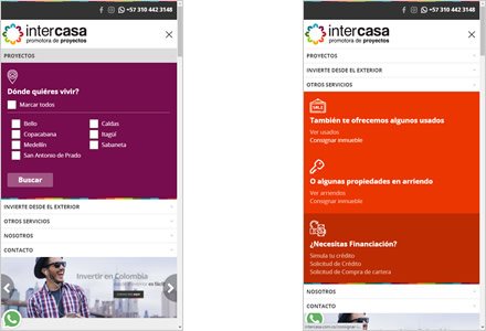 Adaptación responsive, Sitio web administrable Intercasa
