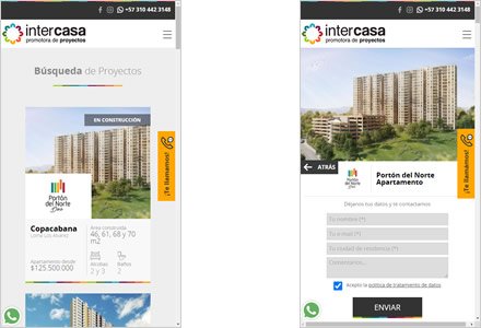 Adaptación responsive, Sitio web administrable Intercasa