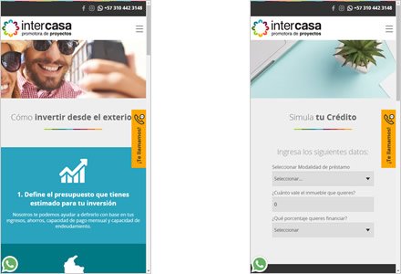 Adaptación responsive, Sitio web administrable Intercasa