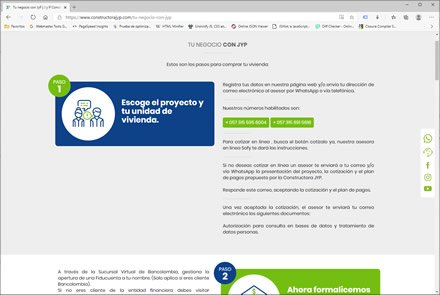 Pasos Negocio, Sitio web administrable Constructora JyP