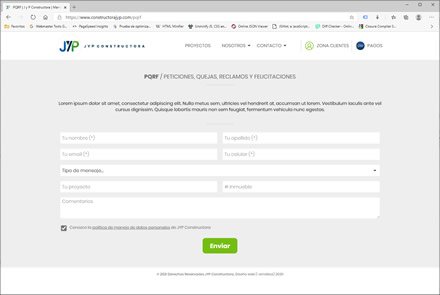 PQRF, Sitio web administrable Constructora JyP