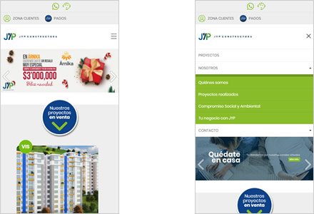 Adaptación responsive, Sitio web administrable Constructora JyP