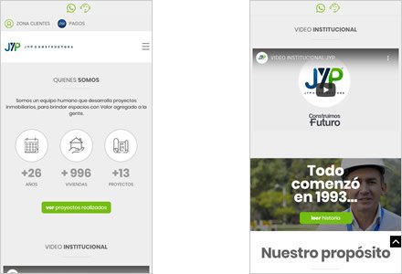 Adaptación responsive, Sitio web administrable Constructora JyP