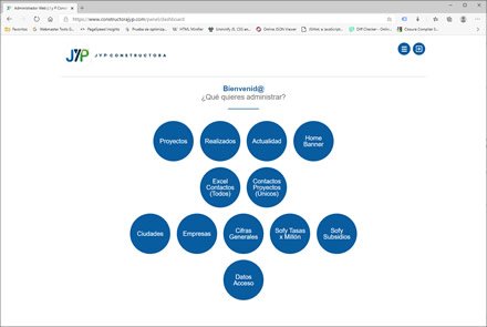 Módulo administrativo, Sitio web administrable Constructora JyP